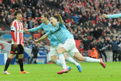 Samir Nasri of Manchester City celebrates scoring Manchester City's second goal - Sunderland vs Manchester City - Capital One Cup Final Football at Wembley Stadium, London - 02/03/14 - MANDATORY CREDIT: Steven White/TGSPHOTO - Self billing applies where appropriate - 0845 094 6026 - contact@tgsphoto.co.uk - NO UNPAID USE Samir Nasri of Manchester City celebrates scoring Manchester City's second goal - Sunderland vs Manchester City - Capital One Cup Final Football at Wembley Stadium, London - 02/03/14 - MANDATORY CREDIT: Steven White/TGSPHOTO - Self billing applies where appropriate - 0845 094 6026 - contact@tgsphoto.co.uk - NO UNPAID USE