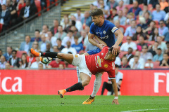 Gary Cahill of Chelsea battles with Alexis Sanchez of Manchester United during Chelsea vs Manchester United, Emirates FA Cup Final Football at Wembley Stadium on 19th May 2018 Gary Cahill of Chelsea battles with Alexis Sanchez of Manchester United during Chelsea vs Manchester United, Emirates FA Cup Final Football at Wembley Stadium on 19th May 2018