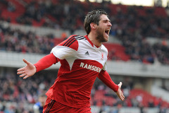 Danny Graham of Middlesbrough celebrates scoring Middlesbrough's second goal of the game - Middlesbrough vs Ipswich Town - Sky Bet Championship Football at the Riverside Stadium, Middlesbrough - 08/03/14 - MANDATORY CREDIT: Steven White/TGSPHOTO - Self billing applies where appropriate - 0845 094 6026 - contact@tgsphoto.co.uk - NO UNPAID USE