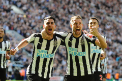 Ayoze Perez of Newcastle United celebrates his second goal of the game during Newcastle United vs Chelsea, Premier League Football at St. James' Park on 13th May 2018 Ayoze Perez of Newcastle United celebrates his second goal of the game during Newcastle United vs Chelsea, Premier League Football at St. James' Park on 13th May 2018