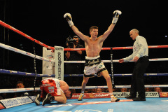Luke Campbell (black and white shorts) stops Tommy Coyle in the 10th round during a Boxing show at Craven Park Stadium, Hull, United Kingdom, promoted by Matchroom Sports on 01/08/2015 Luke Campbell (black and white shorts) stops Tommy Coyle in the 10th round during a Boxing show at Craven Park Stadium, Hull, United Kingdom, promoted by Matchroom Sports on 01/08/2015