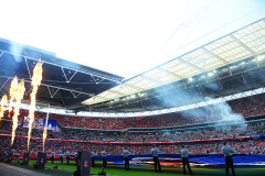 aWembley prepares for the teams with pre match entertainment during Chelsea vs Manchester United, Emirates FA Cup Final Football at Wembley Stadium on 19th May 2018
